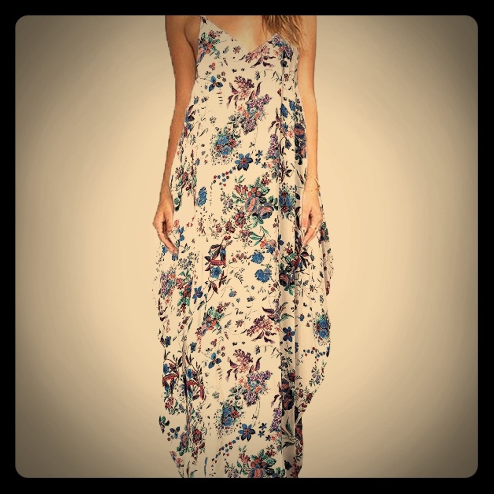 ZANZEA Women’s Floral Print V Neck Maxi Sundress